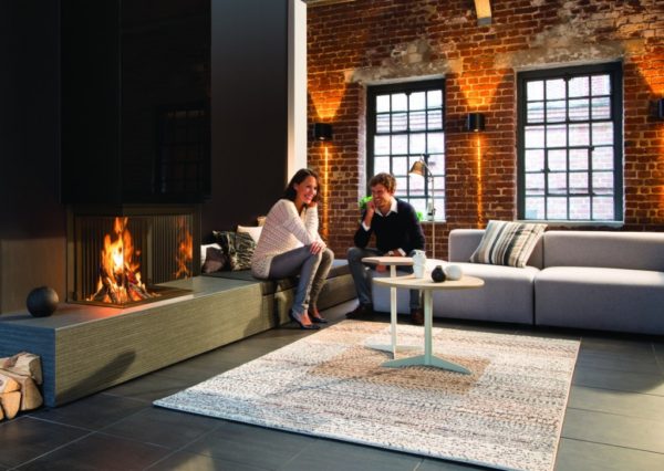 heat pure 66 3 sided woodburner, kal fire, kal fireplace, retracting glass door, retractable glass door, highly efficient fire, built in fire, insert fire, frameless fire, contemporary woodburner, 3 sided woodburner fire