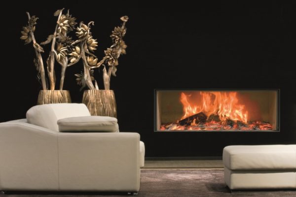 heat pure 120 front woodburner, kal fire, kal fireplace, retracting glass door, retractable glass door, highly efficient fire, built in fire, insert fire, frameless fire, contemporary woodburner, front fire