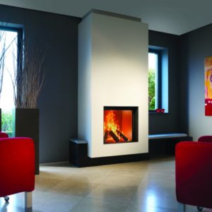 heat pure 71 woodburner, kal fire, kal fireplace, retracting glass door, retractable glass door, highly efficient fire, built in fire, insert fire, frameless fire, contemporary woodburner, front woodburner fire