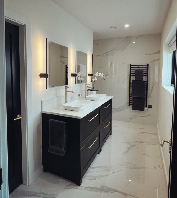 Bespoke Stone Bathroom Vanity Unit in Crema Quartz
